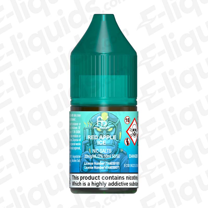 Red Apple Ice RandM Tornado 7000 Nic Salt E-liquid by Fumot in a green bottle with 20mg nicotine strength.