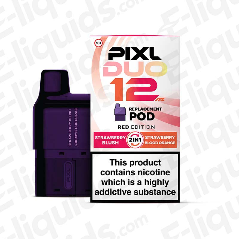Red Edition PIXL Duo 12 Prefilled Pod with Strawberry Blush and Strawberry Blood Orange flavors.