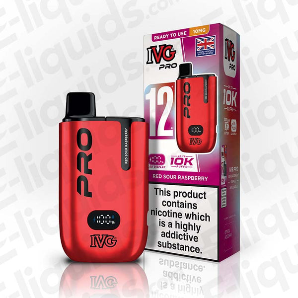 IVG Pro 12 10mg Red Sour Raspberry Prefilled Pod Kit | E-liquids.com
