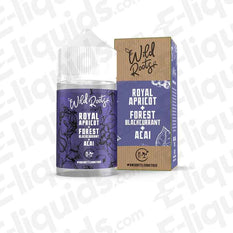 Royal Apricot and Blackcurrant E-liquid by Wild Roots in a 50ml shortfill bottle and stylish box.