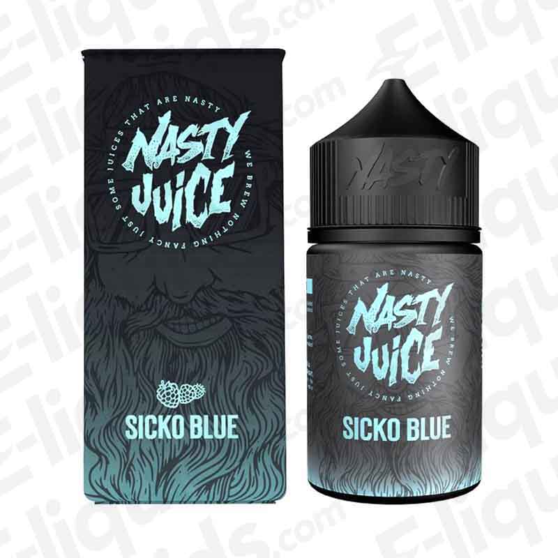 Sicko Blue Shortfill E-liquid by Nasty Juice with Blue Raspberry flavor, 70VG/30PG ratio, 50ml bottle, sub ohm device ready.