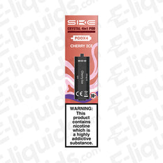 SKE Crystal 4-in-1 Cherry Ice Pod, 2ml nicotine salt e-liquid, sleek design, and addictive flavor.