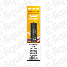 SKE Crystal Melon Berry 4-in-1 pre-filled pod packaging with warning label and description.