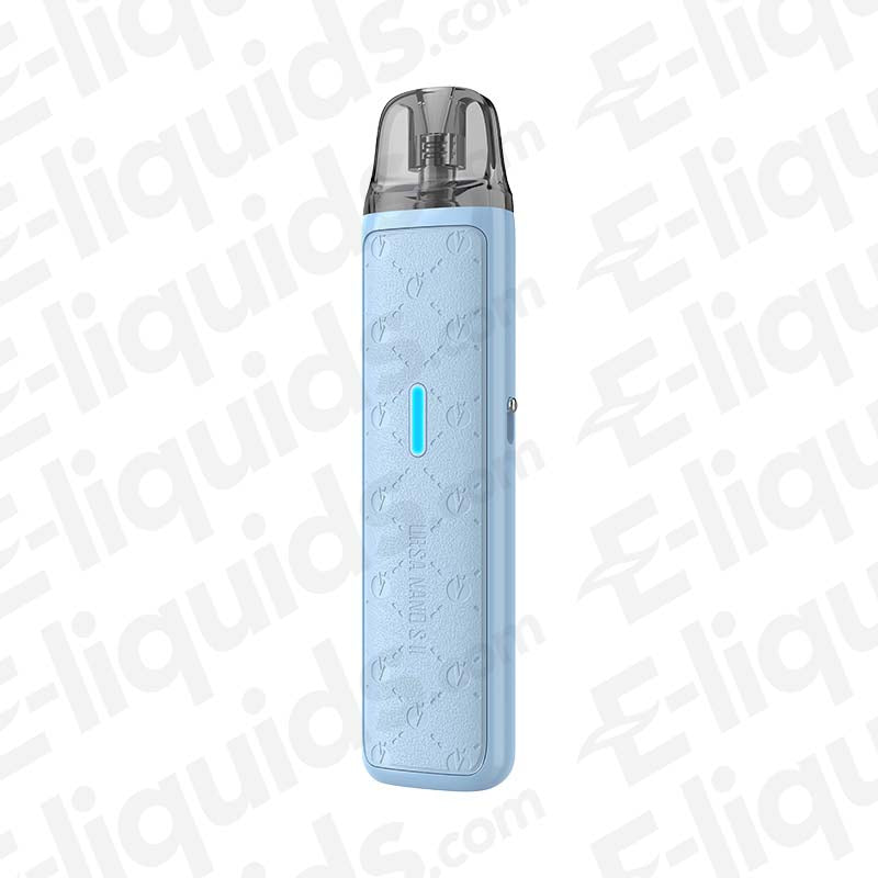 Lost Vape Ursa Nano S 2 vape pod kit in blue leather finish with sleek design and compact form.