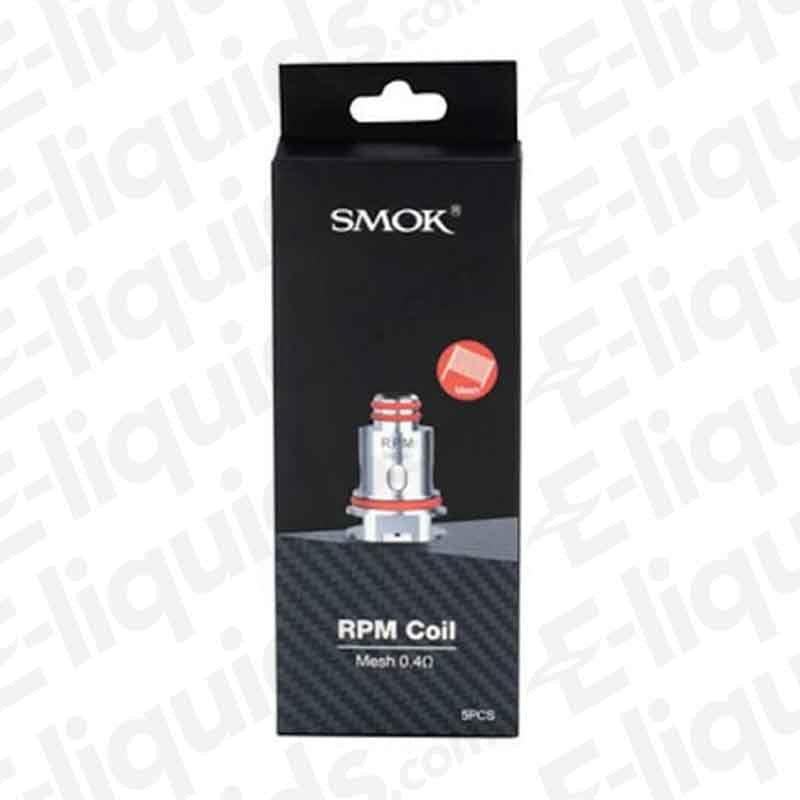 Smok RPM replacement vape coil pack, 0.4ohm mesh coil, compatible with multiple devices, featuring high-quality construction.