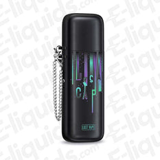 Lost Vape Ursa Cap Vape Pod Kit in sleek black design with chain attachment for easy carrying.
