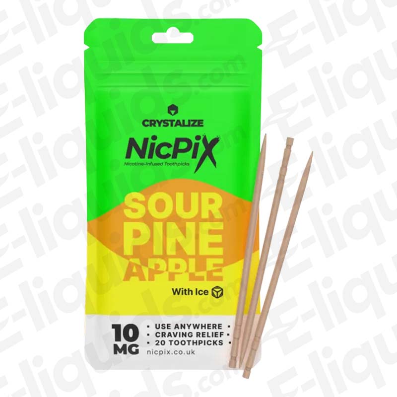 NicPix Sour Pineapple Nicotine Infused Toothpick pack, 20 count, convenient nicotine alternative with robust crystalize flavor.