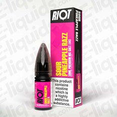 Sour Pineapple Razz Nic Salt E-Liquid by Riot X in 10ml bottle with colorful packaging.