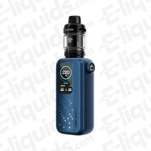 Voopoo Vinci Spark 220 Space Blue Mod Pod Kit with customizable dial and 220W output displayed on screen.