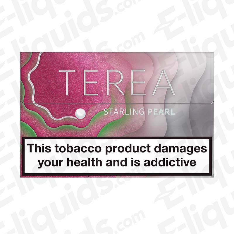 IQOS TEREA Starling Pearl heated tobacco stick packaging with health warning.