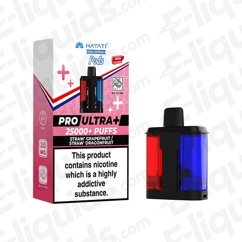 Hayati Pro Ultra Straw Grapefruit and Straw Dragonfruit 20mg Prefilled Pods