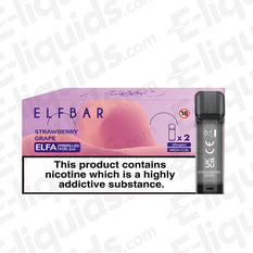 Elf Bar ELFA Pre-Filled Vape Pods - Strawberry Grape flavor, 20mg nicotine, designed for ELFA Pod Kit with mesh coil, 2ml capacity.