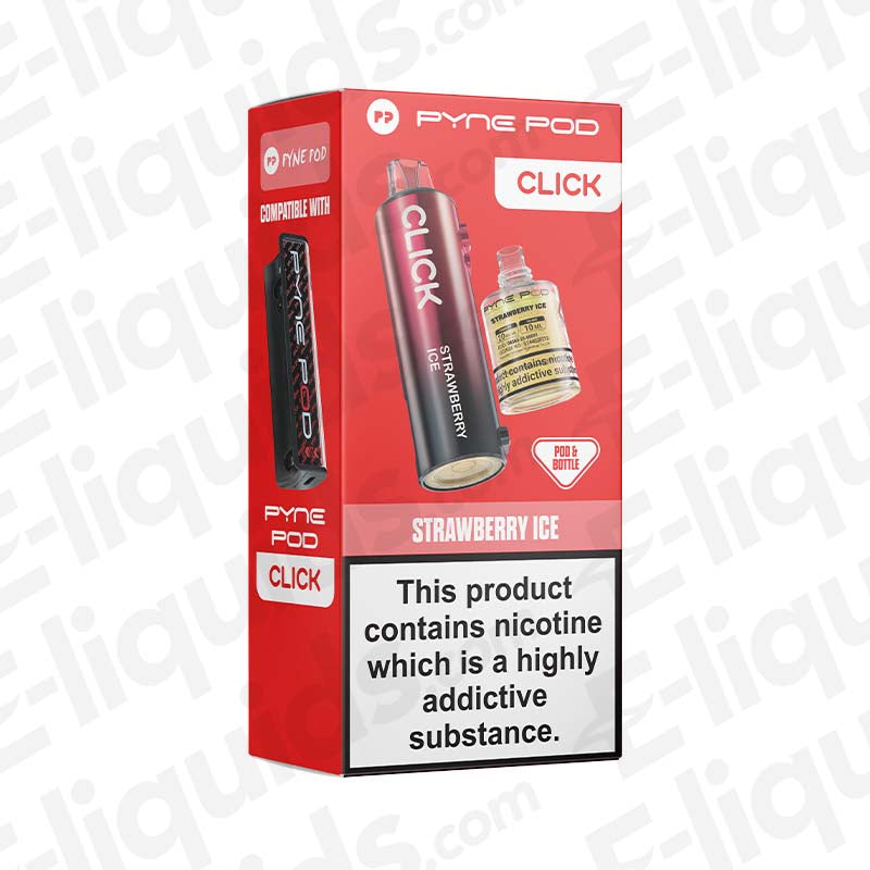 Pyne Pod Click 50K Prefilled Pod with icy Strawberry Ice flavour in red packaging.