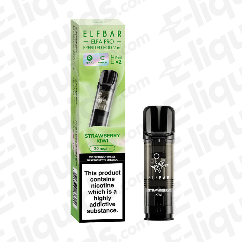 Elf Bar ELFA PRO Strawberry Kiwi Vape Pods packaging and pod