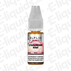 ELFLIQ Strawberry Kiwi Nic Salt E-liquid bottle in 10ml size showing nicotine content and branding.
