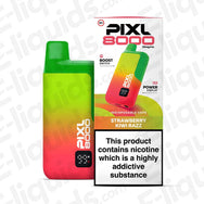 PIXL 8000 Strawberry Kiwi Razz Prefilled Pod Kit with 20mg nicotine, sleek design, and meshed coil technology.