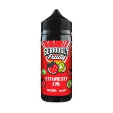 Strawberry Kiwi Shortfill E-liquid by Seriously Fruity in 100ml bottle, featuring strawberry and kiwi design. 70VG/30PG for sub-ohm vaping.