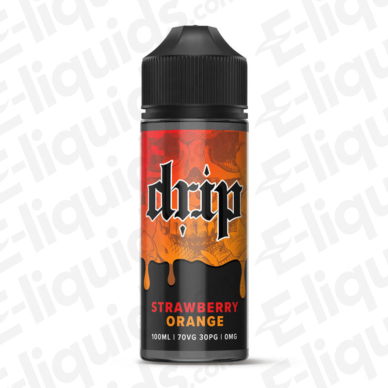 100ml Strawberry Orange Shortfill E-liquid by Drip with fruity flavor blend, perfect for vaping and custom nicotine strength.