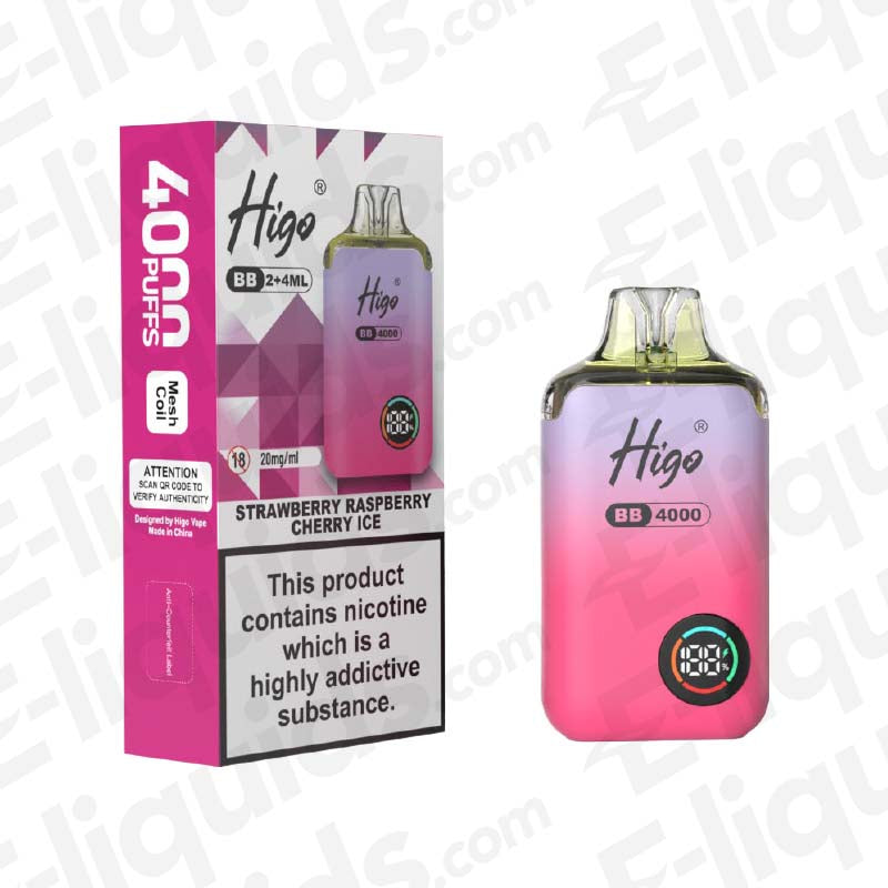 Higo BB 4000 20mg Prefilled Pod Kit Strawberry Raspberry Cherry Ice