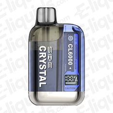 SKE Crystal CL6000 disposable vape in clear design, showcasing its 6000 puffs capacity and modern features.