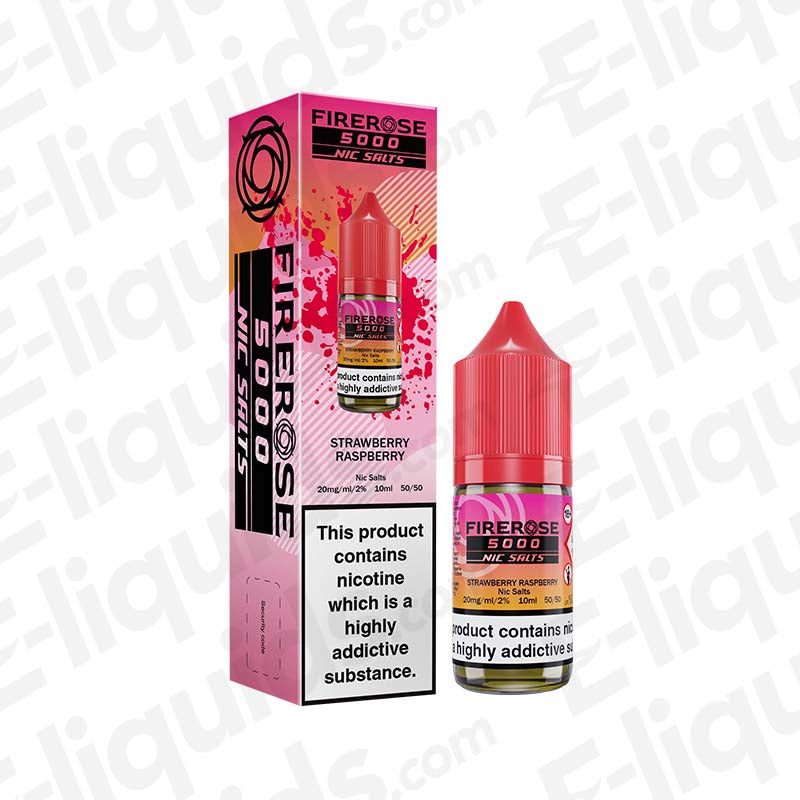 Strawberry Raspberry Firerose 5000 Nic Salt E-liquid by Elux in a bottle with vibrant packaging.