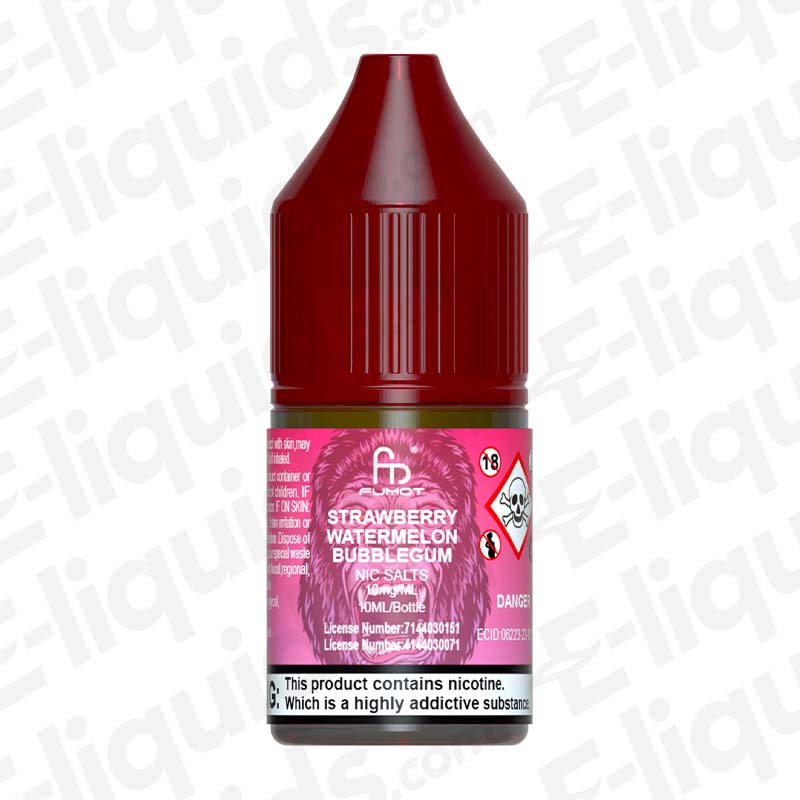 Strawberry Watermelon Bubblegum RandM 7000 Nic Salt E-liquid by Fumot in a 10ml bottle.