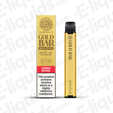 Gold Bar Reload pod kit in Summer Berries flavor, featuring compact design and rechargeable battery for MTL vaping.