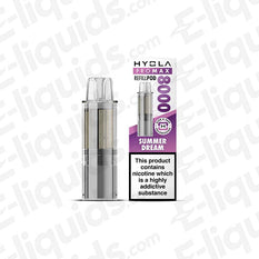 Hyola Pro Max 8000 Summer Dream Prefilled Pod, 20mg, 8000 puffs, shown with packaging, TPD compliant vaping product.