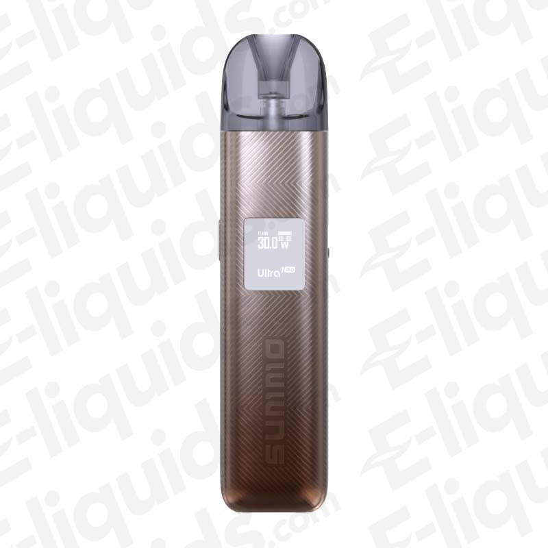 Summo Ultra Pro 1 Terra Pod Kit in a warm Earth Brown gradient. Features a 1000mAh battery, 30W max output, and a smart LED screen.