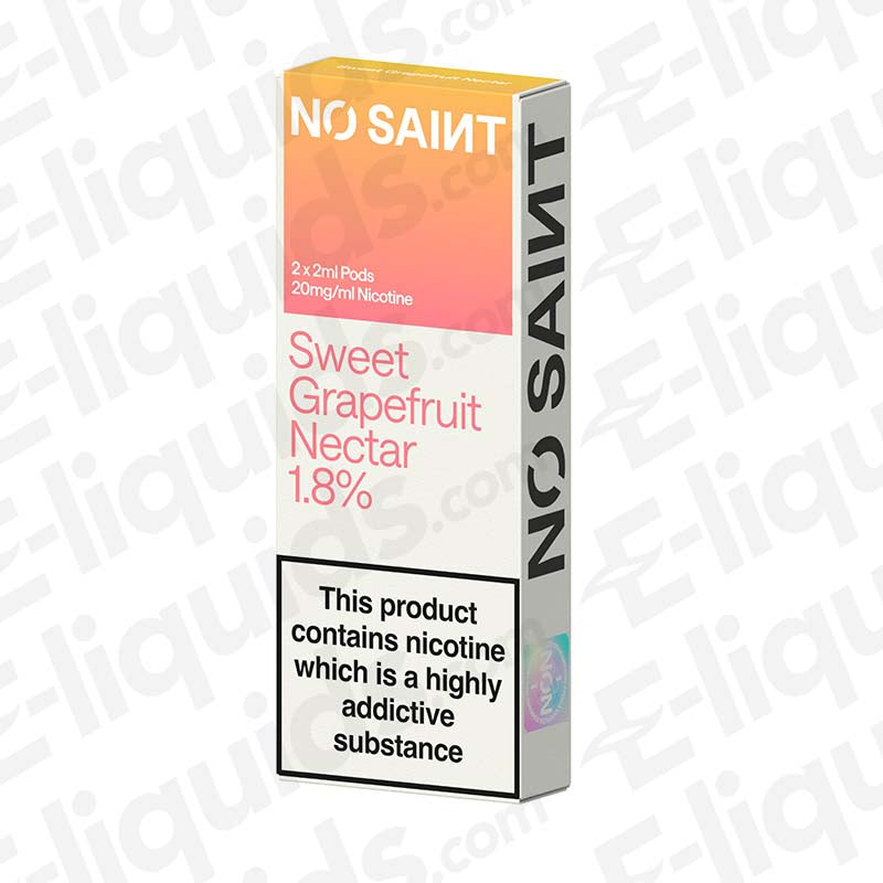 NO SAINT Sweet Grapefruit Nectar Prefilled Pod with tangy Citrus flavour in pink and white packaging.