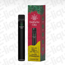 Darwin CBD 300mg Sweet Strawberry Prefilled Pod Kit with 1 x 300mg pod and a 500mAh rechargeable device.