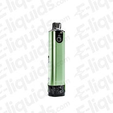 SX PureMax Mini Pod Kit in green color with sleek design and built-in power button for an enhanced vaping experience.