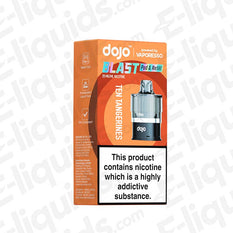 Vaporesso Dojo Blast 6000 prefilled replacement pods in tangerine flavor packaging, featuring nicotine warning label.
