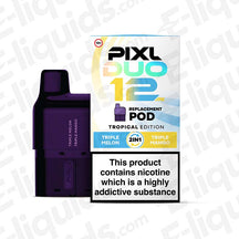 Tropical Edition PIXL Duo 12 Prefilled Pod featuring mango and melon flavors in a sleek design.