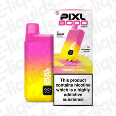 PIXL 8000 Tropical Wave Big Puff Prefilled Pod Kit with 20mg nicotine, vibrant design, and advanced coil technology.