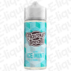Flavour Treats Ultra Ice Mint Shortfill E-liquid bottle with 100ml of e-liquid, fresh mint and menthol blend for a cool vape experience.