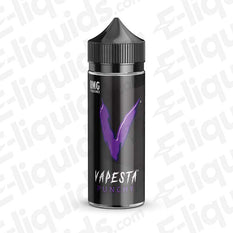 Vapesta Punchy 100ml Shortfill: An energising sparkling energy drink infused with a sweet tropical fruit blend in black and purple packaging.
