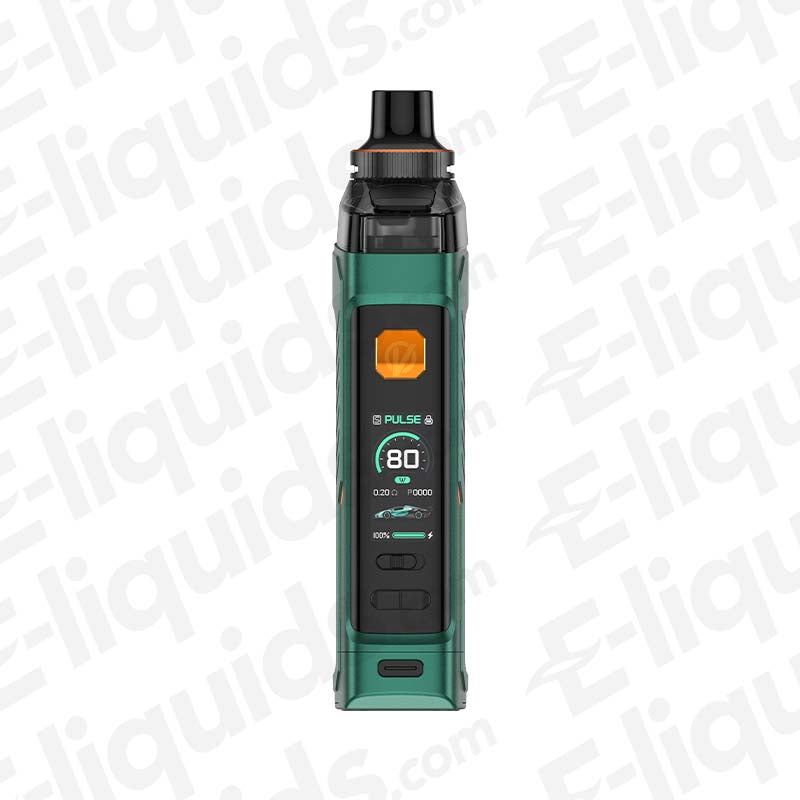 Vaporesso Armour G Vape Pod Kit in green with digital display and adjustable wattage.