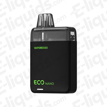 Vaporesso Eco Nano Vape Kit in sleek black design, perfect for convenient MTL vaping with a 2ML pod capacity.