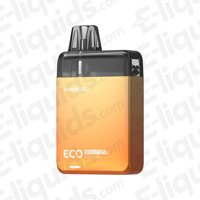 Vaporesso Eco Nano Metal Edition Vape Kit in sleek orange and black design, ideal for novice vapers and easy to use.