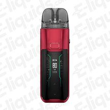Vaporesso Luxe XR Max Flame Red Pod Kit with 2800mAh battery and adjustable power output displayed against branded background.