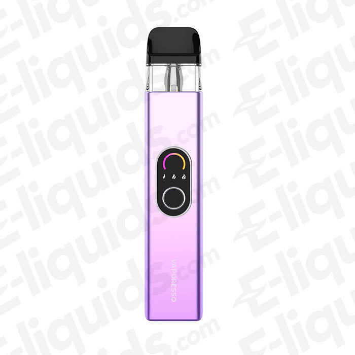 Vaporesso XROS 4 Pod Kit in stylish purple design, showcasing sleek features for enhanced vaping experience.