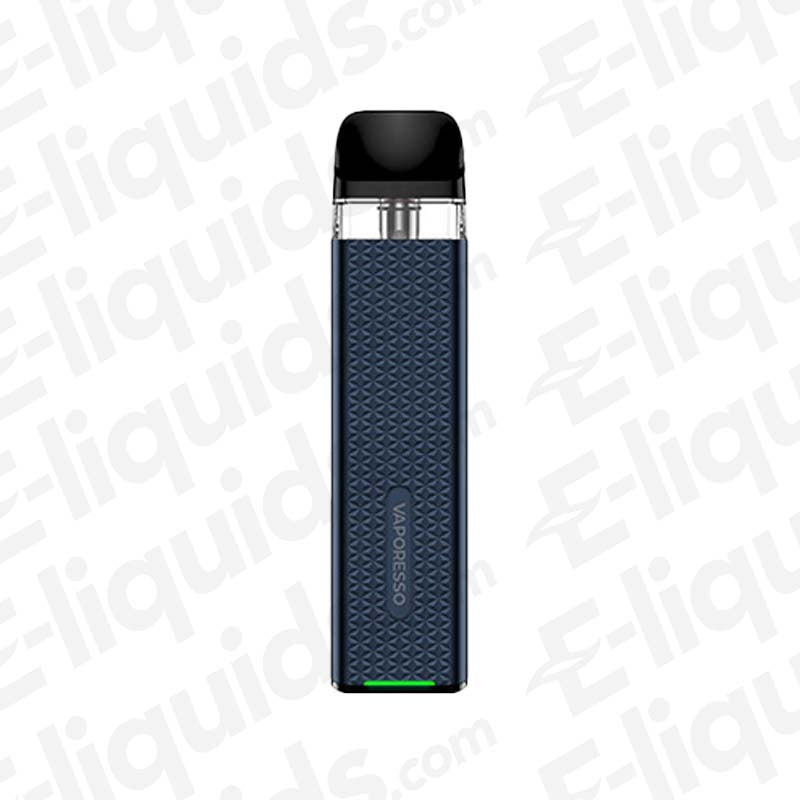Vaporesso XROS 3 Mini Navy Blue Vape Pod Kit with 1000mAh battery and 2ml refillable pod, ideal for beginners.