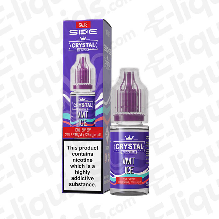 VMT Ice Nic Salt E-liquid by SKE Crystal in 10ml bottle, 20mg nicotine, ideal for MTL vaping.