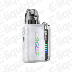 Voopoo Argus P2 Pod Kit in white, compact vape device with adjustable settings and colorful display.