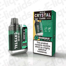 Watermelon Ice SKE Crystal CL6000 prefilled vape pod with box, offering 6000 puffs of chilled watermelon flavor.
