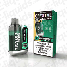 Watermelon Ice SKE Crystal CL6000 prefilled vape pod with box, offering 6000 puffs of chilled watermelon flavor.