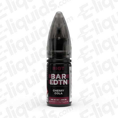 cherry cola bar edition salt nic eliquid by riot squad