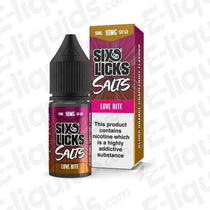 Six Licks Love Bite 10mg Nic Salt E-liquid 